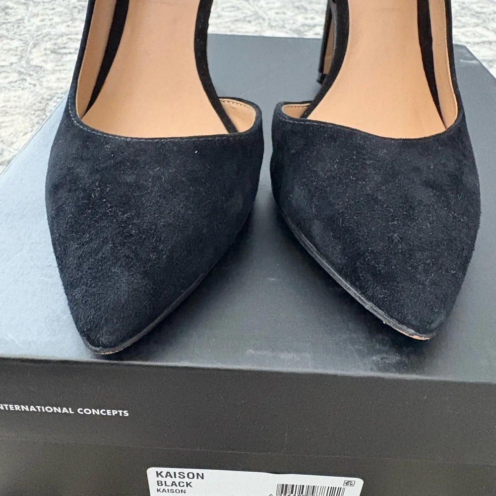 INC International Concepts Black Heels with Silver Embellishments - Picture 4 of 6